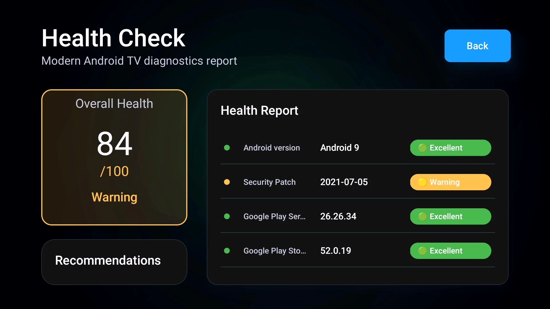SecretoTools TV health check screen